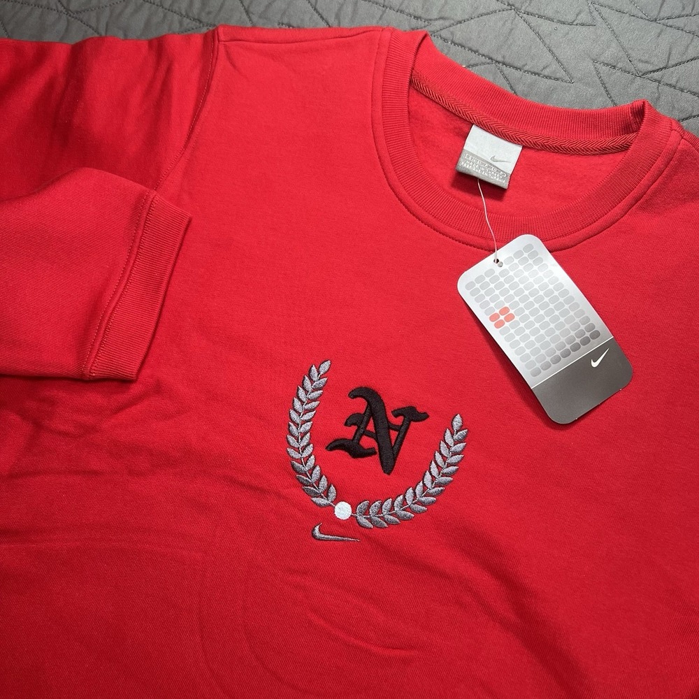 Vintage Nike Center Swoosh Embroidered Sweatshirt Women's Small Red Y2K 2001 NWT